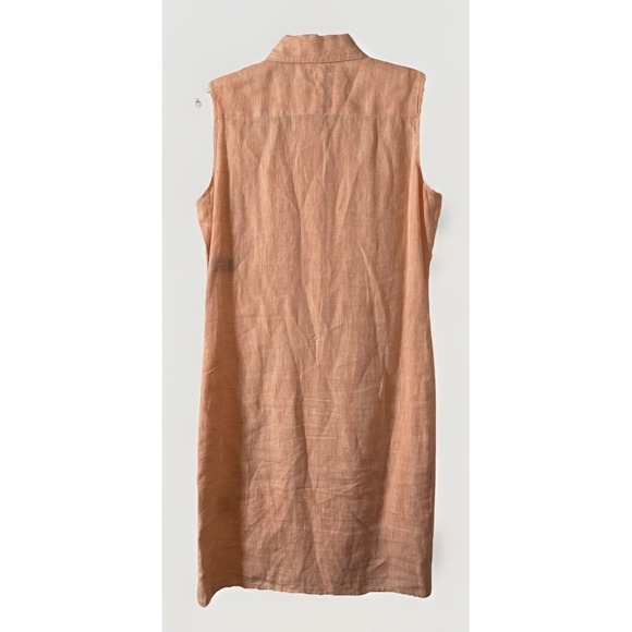 Lauren Ralph Lauren 100% Linen Peach Sleeveless Shirt Dress Women's Medium - Picture 3 of 8